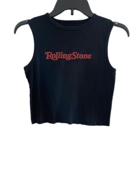 Rolling Stone Black Cropped Tank Top